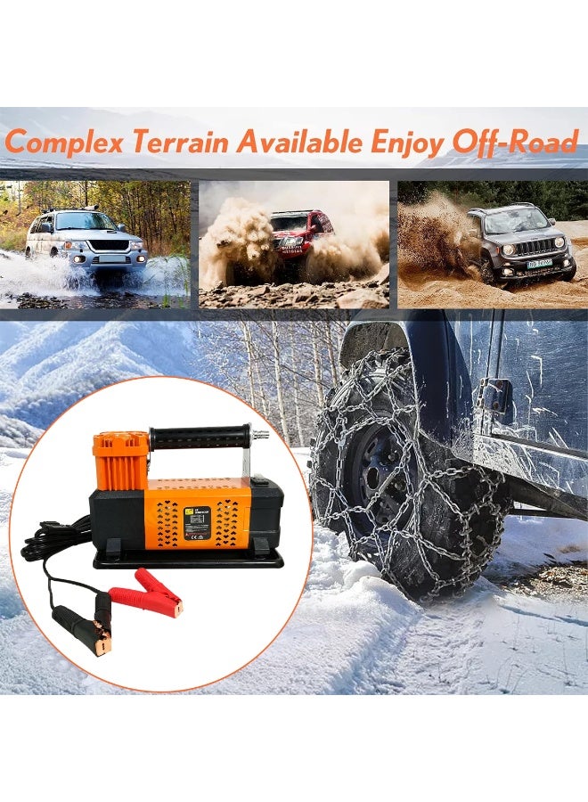 ضاغط هواء سيارة شديد التحمل 12 فولت، 100 أمبير، 480 واط، 250 لتر/دقيقة، مضخة نفخ إطارات محمولة، 150 رطل/بوصة مربعة، هيكل معدني بالكامل، محرك نحاسي نقي، مناسب لسيارات الدفع الرباعي، الجيب، الشاحنات، سيارات البيك أب، المركبات الترفيهية، الدراجات النارية، الطرق الوعرة، مع خرطوم بطول 8 أمتار، مقياس ضغط، مشابك بطارية، حقيبة حمل، نفخ سريع 12 فولت تيار مستمر - Image 5